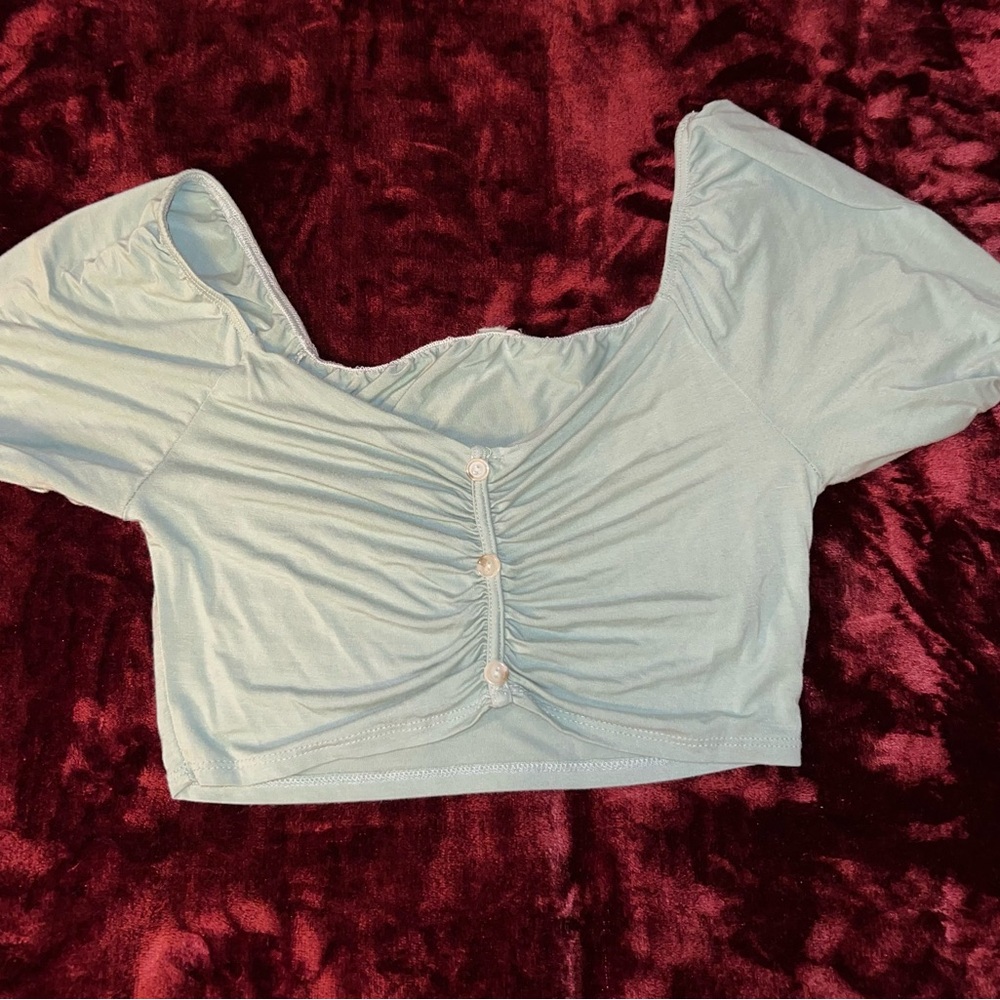 Women's Light Blue Ruched Top